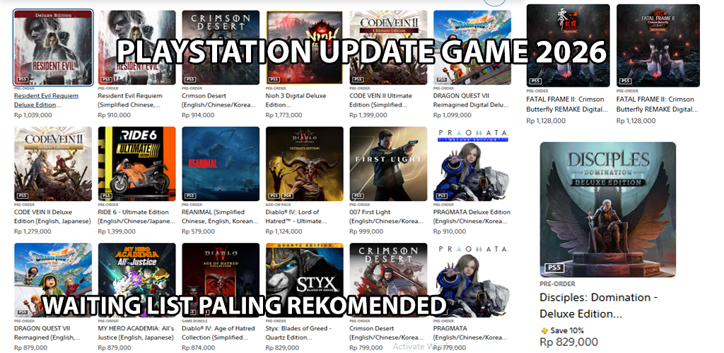 list game playstation update 2026